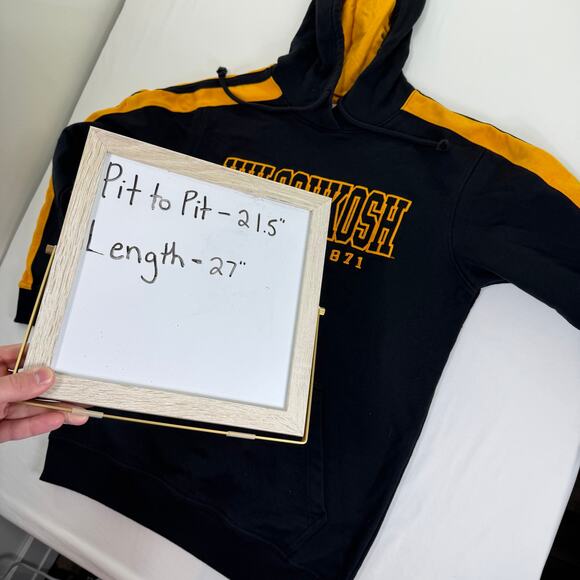 UW Oshkosh Titans Hoodie Mens Medium Champion Pullover Yellow Striped Sweatshirt - Picture 6 of 6